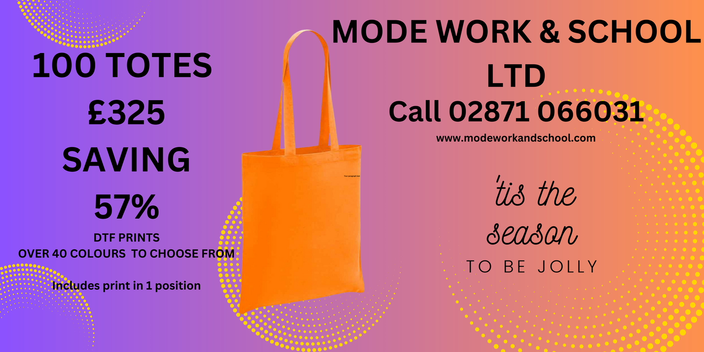 100 TOTE BAGS & PRINT